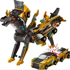 Collision Transform Dinosaur Car Toy, 2 Magnetic Cars Turn Into Dinosaur Toys, Kids Fun Transformer Robot Dinosaur Car Gift
