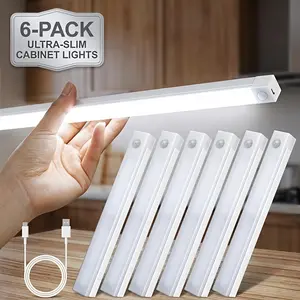 Summerwins 6-Piece Compact Magnetic LED Under-Cabinet Lights, USB-Rechargeable with Motion Sensors, Ideal for Kitchens, Bedrooms, Wardrobes, Compact Under-Cabinet Lights