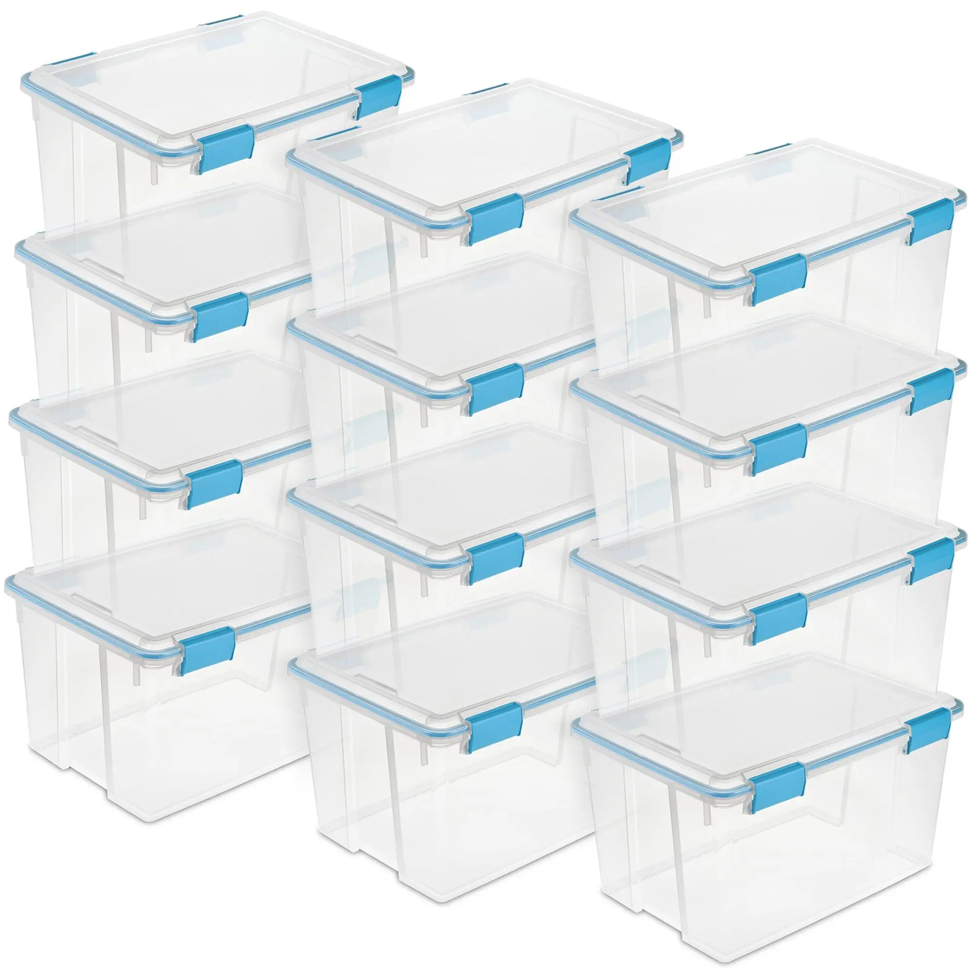 Sterilite 54-Qt Clear Plastic Stackable Storage Bin w/ Gasket Latch Lid, 12 Pack Sterilite 54-Qt Clear Plastic Stackable Storage Bin w/ Gasket Latch Lid, 12 Pack