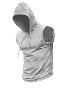Men's Graphic Print Hooded Sleeveless Vest, Casual Fitted H-Type Design, Perfect for Daily Wear, Comfortable and Stylish