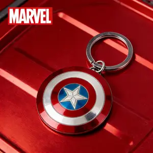 1PC Marvel Captain America Shield Keychain Officially Licensed Collectible Super Hero Weapon Anime Peripheral Backpack Decoration Car key Pendant Desk Ornament Durable Exquisite Alloy Gift