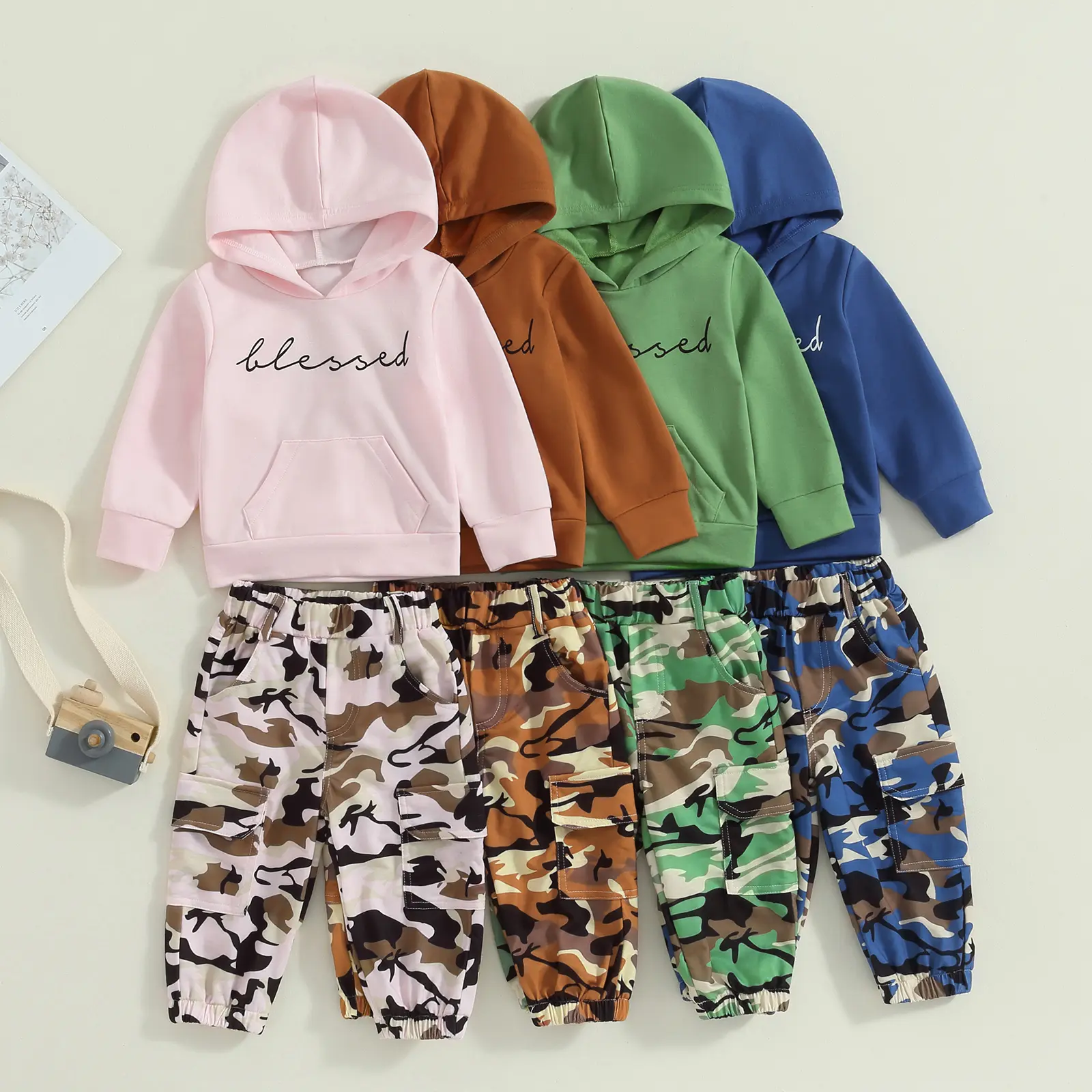 REDWOON Toddler Baby Girl Fall Clothes Long Sleeve Sweatshirt Hoodie Pullover Tops+Camouflage Sweatpants Casual Outfits Sweatsuit