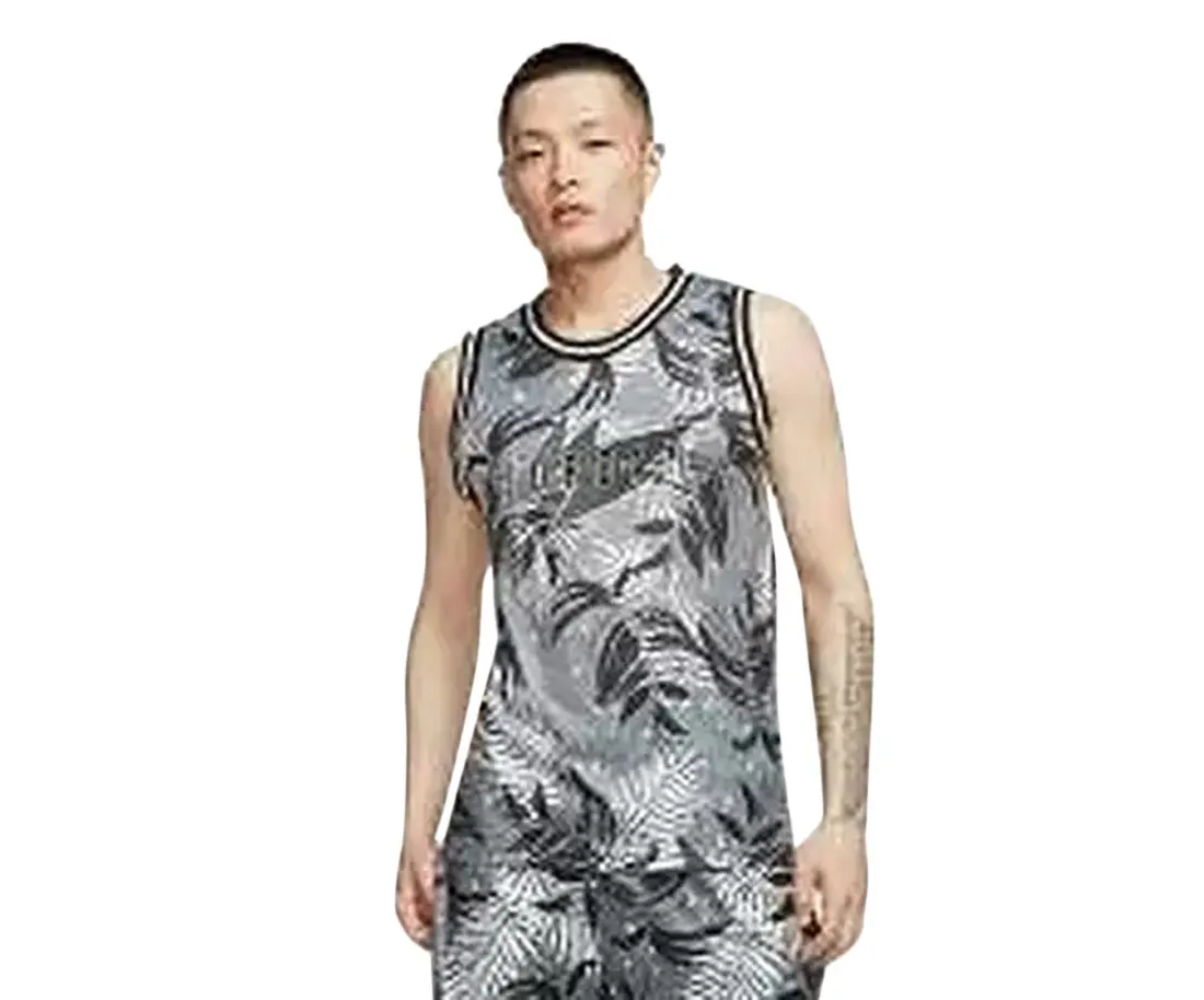 Jordan Men's Wings Print Regular Fit Jersey, Sleeveless Mesh Basketball Activewear Tank Top for Athletic Sports, Graphic, Active Wear