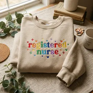 Embroidered Registered Nurse Sweatshirt, Nursing Apparel, Nurse Graduation Tee, Nurse Gift