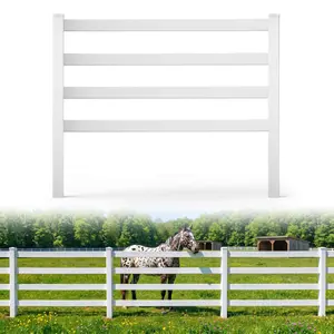 Fencer Wire 4-Rail Vinyl Ranch Fence Kit, 5ft H x 200ft W, White PVC Fence System with 7ft Posts & 8ft Rails, UV-Resistant, Easy Installation, Durable Outdoor Fencing for Ranch, Yard & Farm