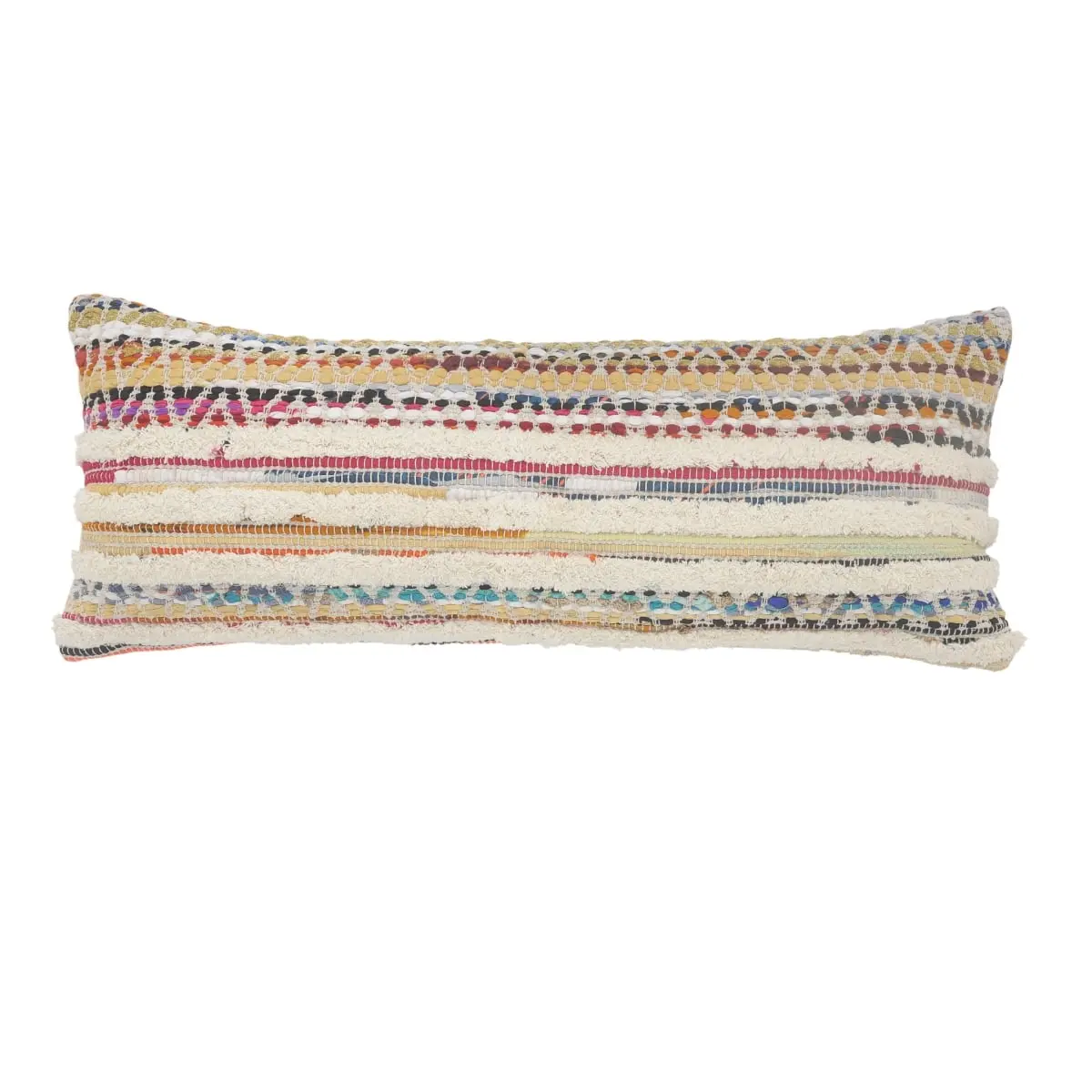 HomeRoots 517280 Bright-Colored Standard Throw Pillows, 14x14x36 in. Multi-Color Striped Zippered 100% Cotton, Set of 2, Bright-Colored Standard Pillows