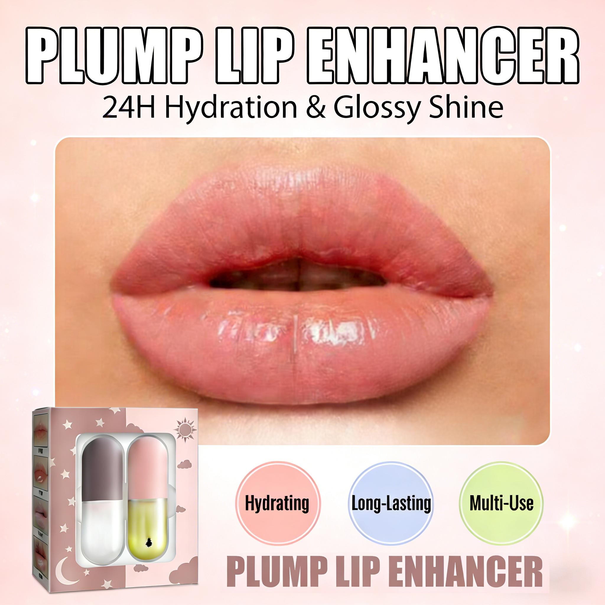 2-Pack Hydrating Lip Serum Set, Moisturizing Plumping Lip Oil Lip Mask, Brightening for Dull Lips, Long-Lasting Nourishment & Smooth Glossy Finish, Daily & Overnight Lip Care for Women & Men