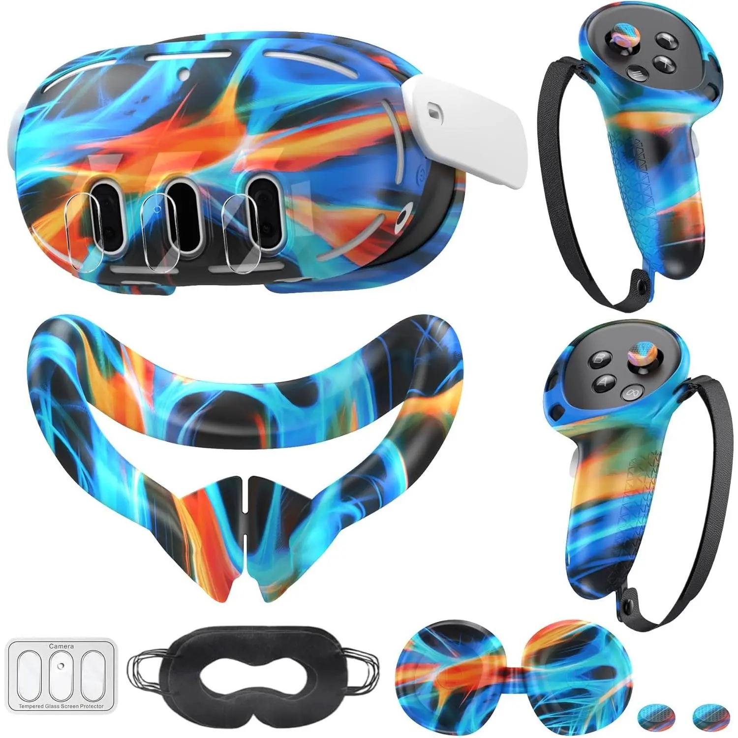 Compatible with Oculus Quest 3 Accessories, VR   Cover, VR Shell Cover,Touch Controller Grip Cover,Camera Lens Protector Set ()