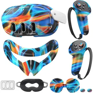 Compatible with Oculus Quest 3 Accessories, VR   Cover, VR Shell Cover,Touch Controller Grip Cover,Camera Lens Protector Set ()