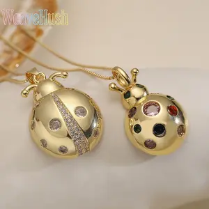 New Women’s 18K Gold‑Plated Copper Ladybug Pendant Necklace, Viral Light‑Luxury Niche Personalized Zircon Collarbone Chain, Dainty Hypoallergenic Statement Jewelry, Versatile Accessory for Daily Wear, Layering Styling & Trendy Gift‑Giving Occasions