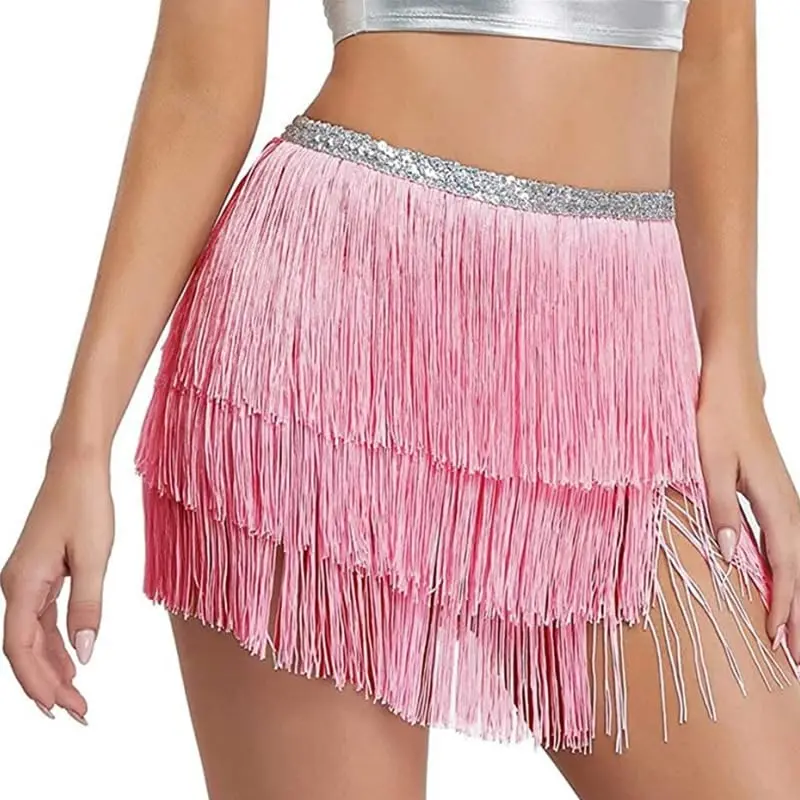 No sequin 3layerfringe pink