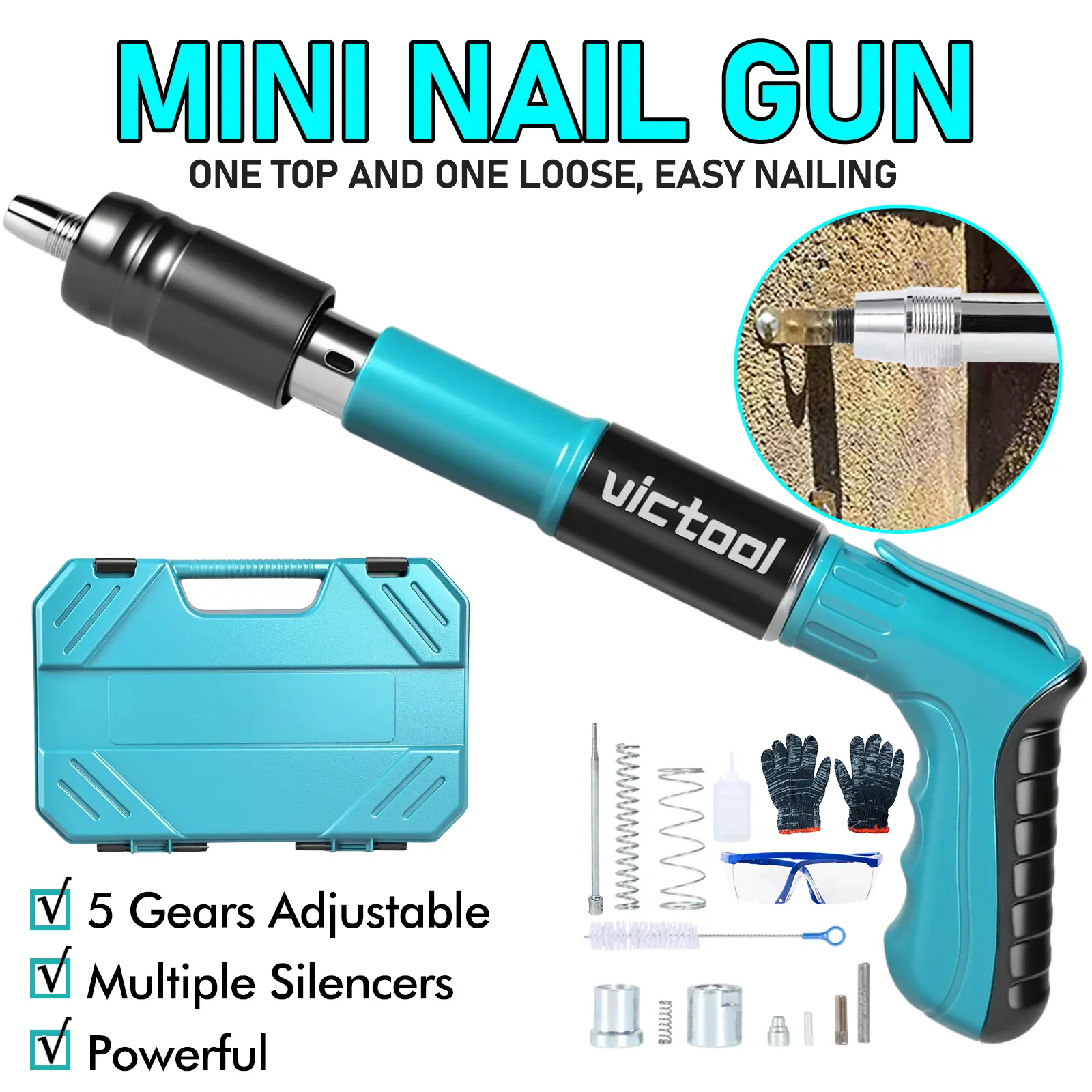 Manual Steel Nail Gun Ceiling Anchor Wire Slotting Device Woodworking Wall Fastener Rivet Guns