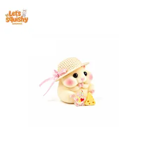 LETSSQUISHY Handmade Taba Squishy Hamster Toy, Cute Squishy Hamster Fidget Toy, Realistic Hamster Toy, Soft Silicone Mochi Furry Toy, Stress Relief Gift for Adults & Kids, Sensory Anxiety Plushie (Yellow)
