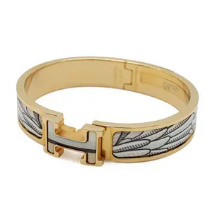 Pre-owned HERMÈS Gold-plated Small Leather Goods Hermes Click H PM Bracelet