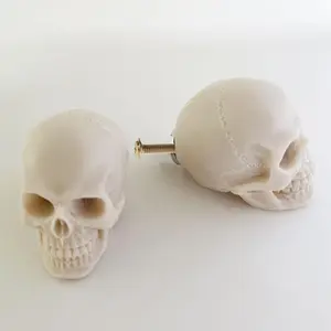 2 Pack Skull Drawer Knobs, Cabinet Knobs, Drawer Pulls, Halloween Home Decor, Skeleton Home Decor, Witchy Decor (2, Grayish White)