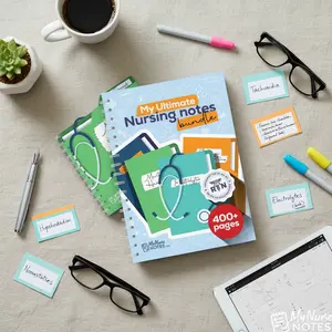 RN Handwritten Nursing Notes Bundle - 400+ Pages, Concise & Comprehensive Office Notebook for Nursing School Success