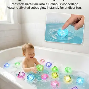 12pcs Glow-In-The-Dark Magic Ice Blocks, Water-Activated Sensory Toys for Kids, Safe Eco-Friendly Bath Play, Party Wedding Christmas Gifts