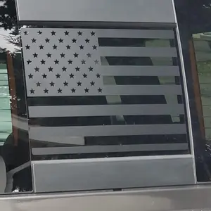 Rear Middle Window Decal Fits for 2014-2024 Chevy Colorado  Canyon, Matte Black  Flag  Sliding Window Vinyl Sticker
