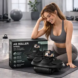 2026 Black  Upgraded & Improved Ab Roller Wheel With Elbow Support with Knee mat Ab Wheel For Abdominal & Core Strength, Abs Roller For Home Workout, Abs Wheel Roller with Mobile Stand And Digital Timer (White)