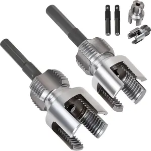 2-Piece Commercial Pipe Threading Tool Set, Internal & External Pipe Tap Kit, Drill-Compatible Plumbing Maintenance Tool for Water Lines