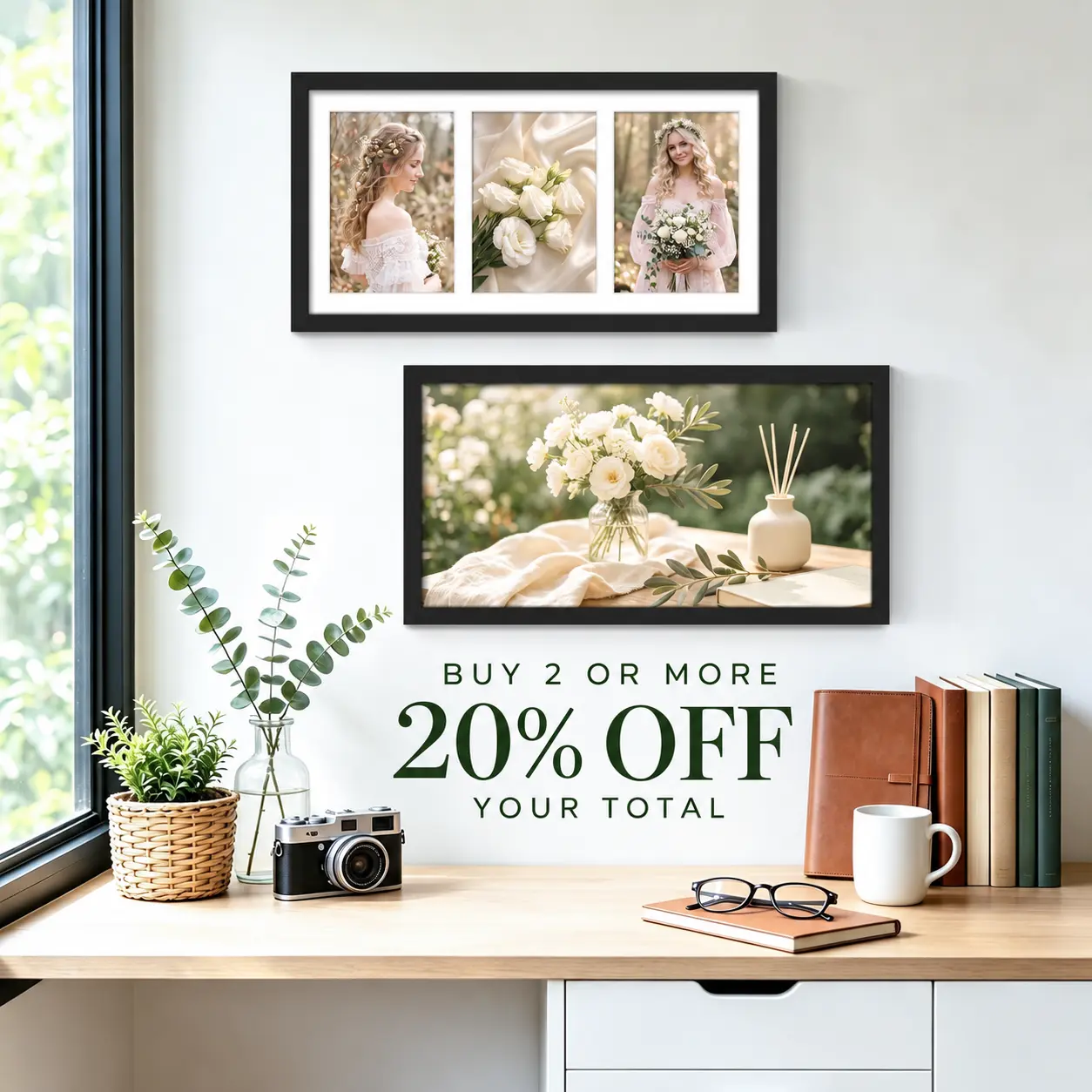 Casual Rectangular Collage Frame - 8×16 Engineered Wood Photo Frame, Holds 3 Pcs 5×7 Photos, Horizontal-Vertical Wall-Mount Indoor Home Decor for Living Room Bedroom