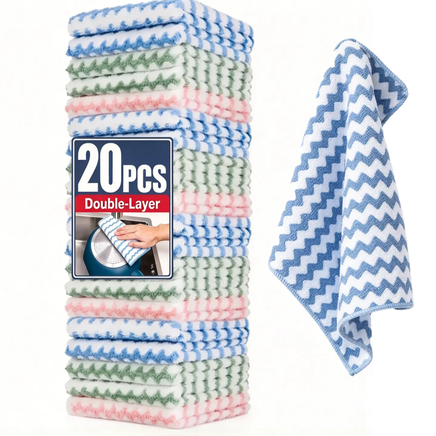 Magic Streak-Free Microfiber Cleaning Cloths | 10/20 Pack Single Color Per Pack Random Shipment | Lint-Free Scratch-Free Ultra Absorbent Reusable Cleaning Towels for Home Kitchen Car Glass