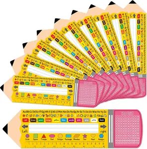 40Pcs Pencil Name Tags Desktop Reference Name Plates for School Classroom Decor Student Desks Name Tags with Rule Shapes Numbers and Alphabet Kindergarten Preschool First Grade