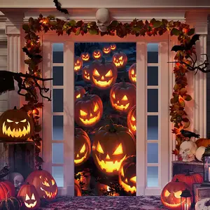 Stretchy Room Door Decoration Set for Halloween, Easy to Install Door Covers and Banners, 82.7in X 35.4in for Holiday Parties