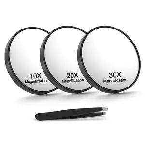 5x/10x/20x/30x/40x Magnifying Mirror with Suction Cups and Tweezers, 3.5 Inches Travel Magnified Makeup Mirror, Portable Beauty Tool, Travel Hand Mirrors