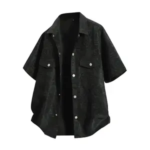 Summer Plus Size Men’s Short Sleeve Cardigan Shirt – New Trendy Brand 3D All-Over Print Casual Loose Fit Turn-Down Collar Two Pockets Shirt QL8802