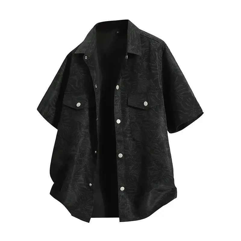 Summer Plus Size Men’s Short Sleeve Cardigan Shirt – New Trendy Brand 3D All-Over Print Casual Loose Fit Turn-Down Collar Two Pockets Shirt QL8802