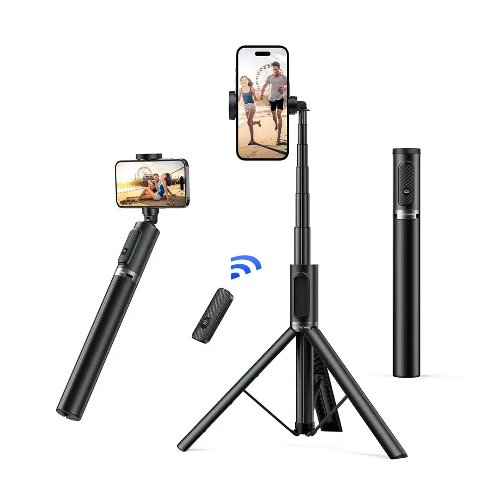 Syncwire 55" Selfie Stick Tripod with Rechargeable Bluetooth Remote, Compatible with iPhone, Samsung, Google, Sony and More (4.7-7 inch Smartphones)