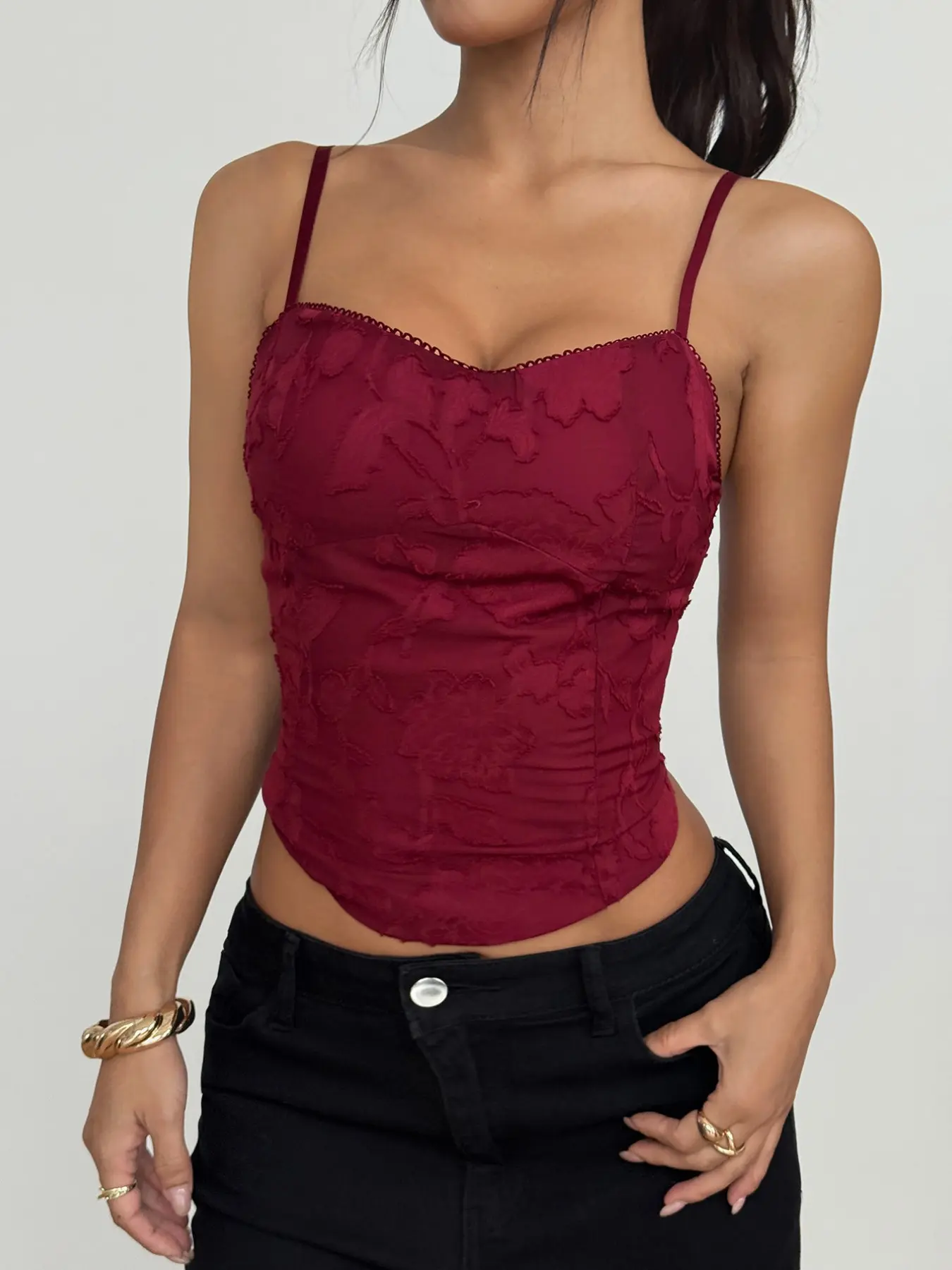 Womens Floral Lace Corset Top Bustier Camisole Tops Spaghetti Strap Slim Fit Crop Top Sexy Body Shaping Lace Up Style Night Out Party Y2K Streetwear Summer Fashion Top