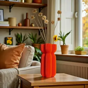 Bold Ribbed Caribe Vase | Modern Polymer Geometric Home Decor Contemporary Minimalist Centerpiece