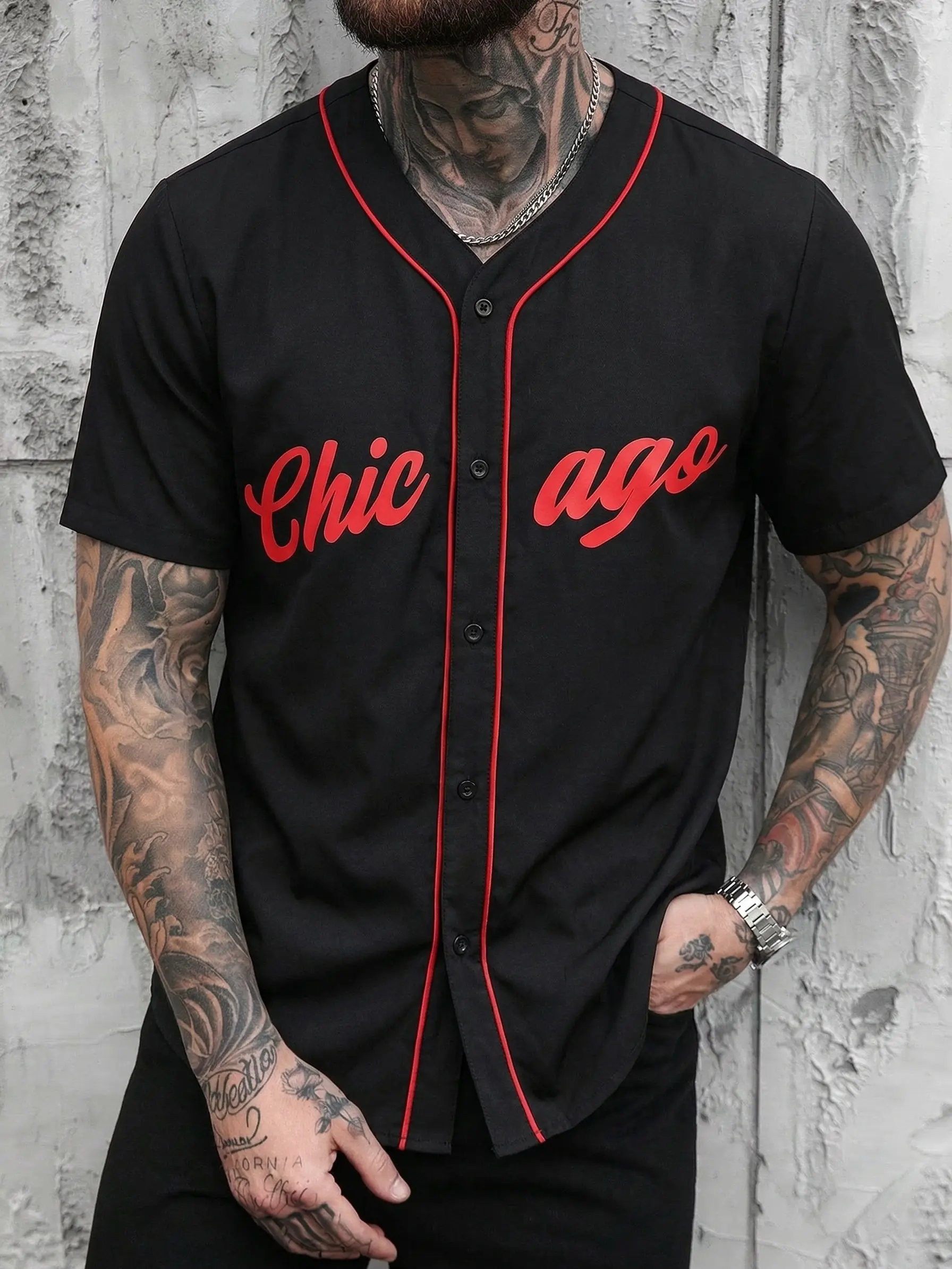 Men’s Summer Printed American-Style Baseball Short-Sleeve Shirt — Trendy, Casual, Commuter