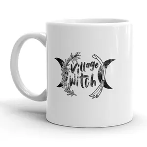 Village Witch Coffee Mug Funny Halloween Ceramic Cup - 11oz Funny Coffee Mugs Ceramic Printed Drinkware Cup