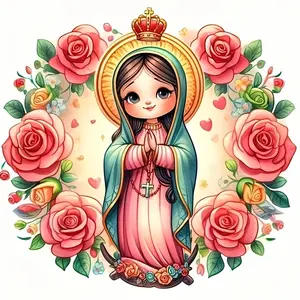 1pc Virgin Mary Diamond Painting Kit, 5D DIY Full Drill Acrylic Round Diamond Art for Adults, Religious Themed Craft for Beginners, Home Wall Decor, Stress Relief, Artistic Gift for Christmas, New Year, Valentine'S Day