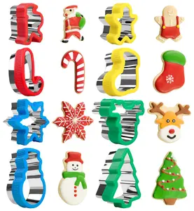 Christmas Cookie Cutters 8-Pc, Holiday Biscuit Cutters with Comfort Grip, Baking Cutter Molds, Holiday Decorative Party Supplies (Christmas-8Pcs)