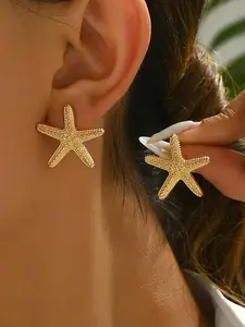 Women's Starfish Earrings, Simple Vacation Style, Summer Dainty Jewelry, Zinc Alloy, Perfect for Daily Wear and Parties, Elegant Jewelry Accessory