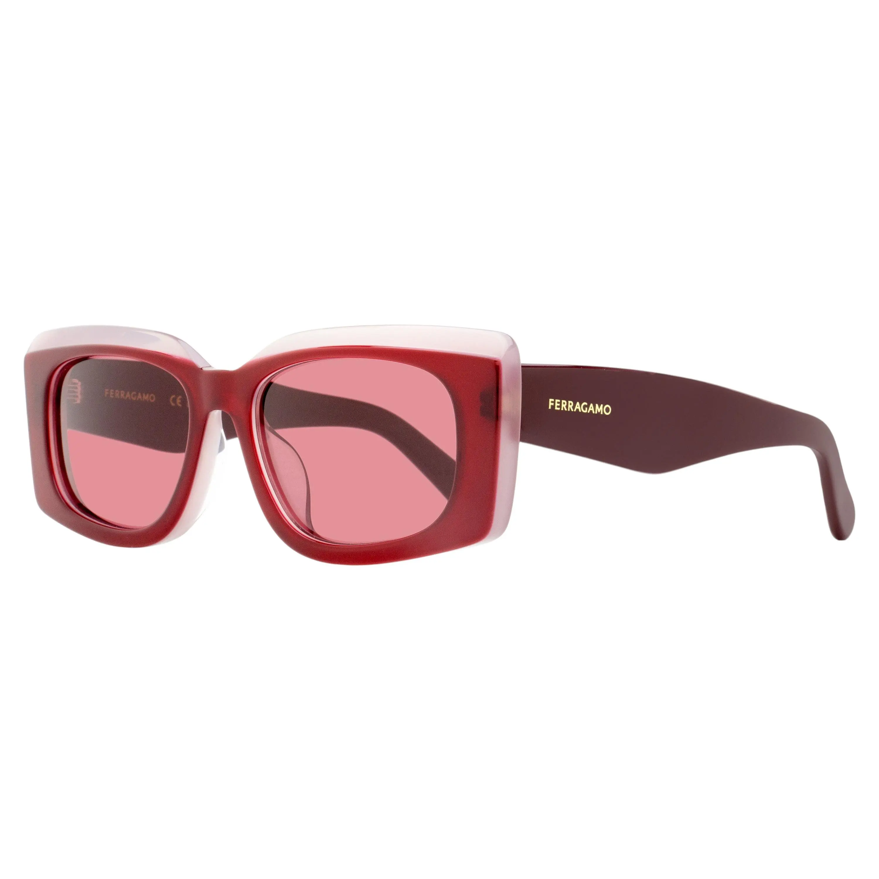 Ferragamo Oversized Rectangular Sunglasses SF1079SLB 614 Burgundy 56mm