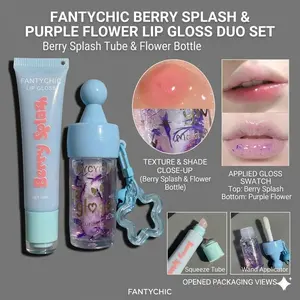 Fruit Flavor Soft Tube Lip Balm + Dry Flower Lip Oil 2pcs, Portable Design, Moisturizing and Nourishing Mirror Finish Lip Color Set