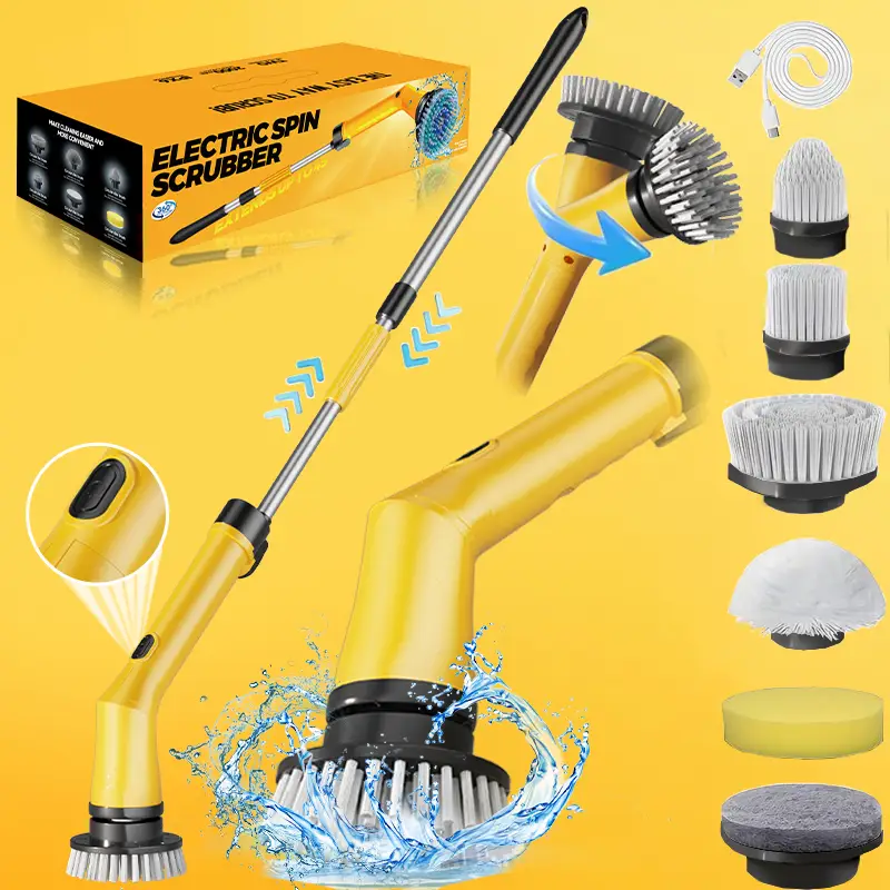 Powerful Cordless Electric Scrubber Home, Hotel, and Public Space Cleaning Electric Brush Long-lasting battery with 3000mAh capacity, Durable bristles