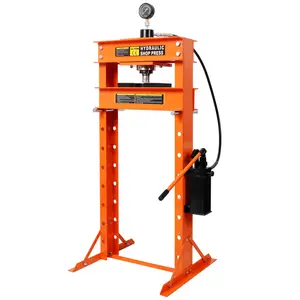30 Ton Hydraulic Shop Press With Gauge,Heavy-Duty H-Frame Floor Hydraulic Shop Press with Adjustable Height, Stamping Plates, Metal Bending, Straightening, Bearing Removal, Automotive Repair & Garage Use,Orange
