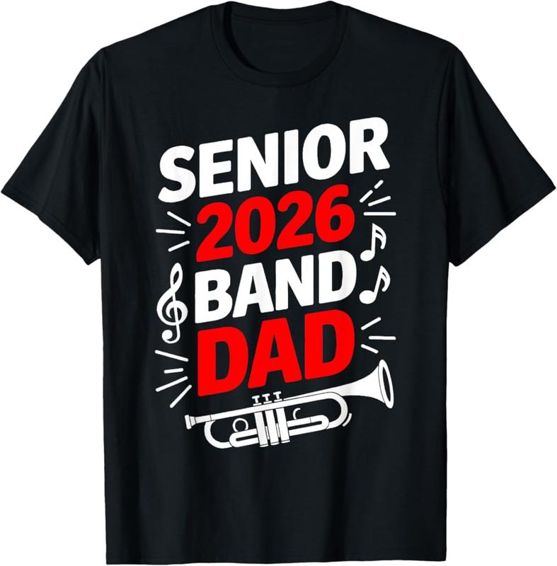 Senior 2026 Band Dad Marching Band Class Of 2026 Papa Red T-Shirt