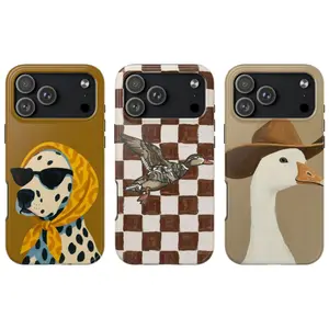 Durable Shockproof Rubber Smartphone Case - Retro Dalmatian, Checkerboard Duck, Cowboy Goose Art, Cherry Accents, Cute Western Cottagecore Casing, Christmas Accessory for iPhone 13-17, SE & Galaxy Series (Protection, Tech Accessories)