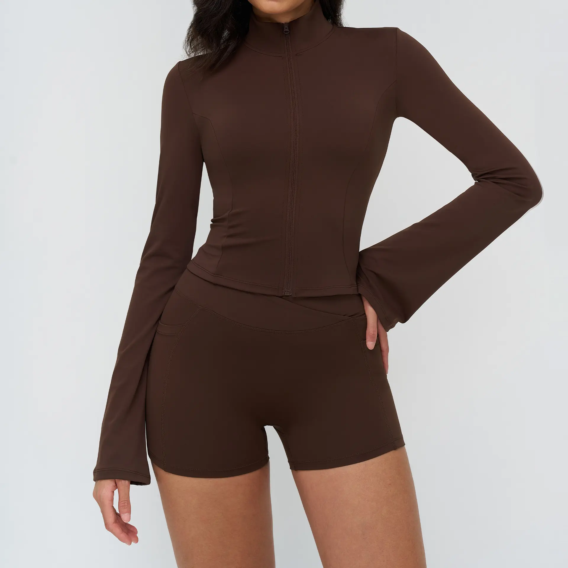 4518 jacket+2030 shorts   coffee color