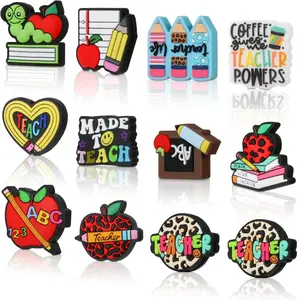 12 PCS Teacher-Themed Silicone Focal Beads for Crafting and Jewelry Making - BPA-Free, Durable, Fun Designs, Easy to Clean, Perfect for DIY Enthusiasts