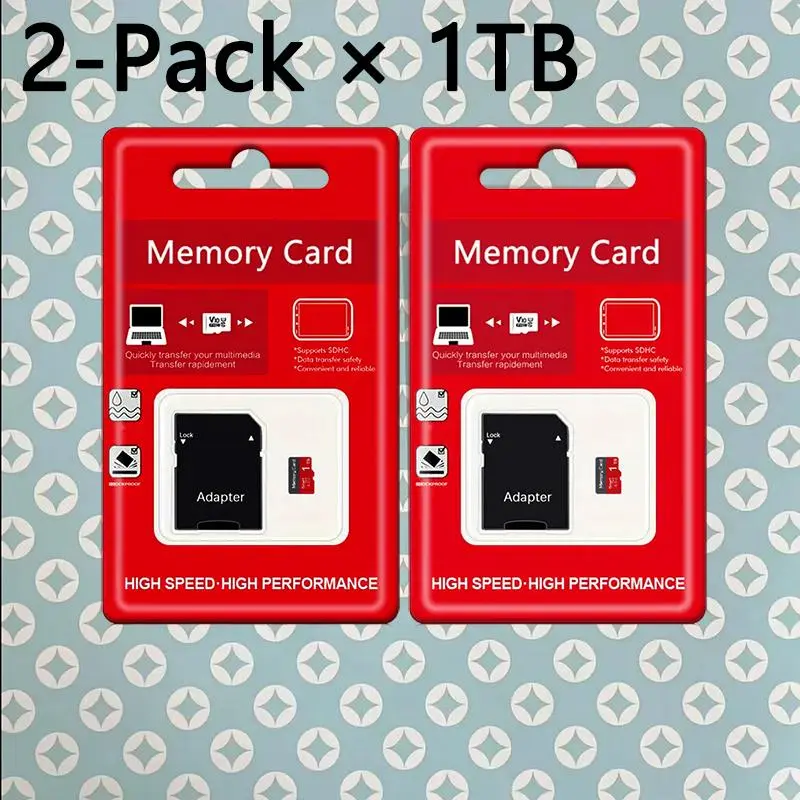 2-Pack 1TB MicroSDXC Memory Card Set with Adapters - Reliable Storage for Cameras, Smartphones - Compatible with Laptops, Tablets; Contact for Compatibility Queries