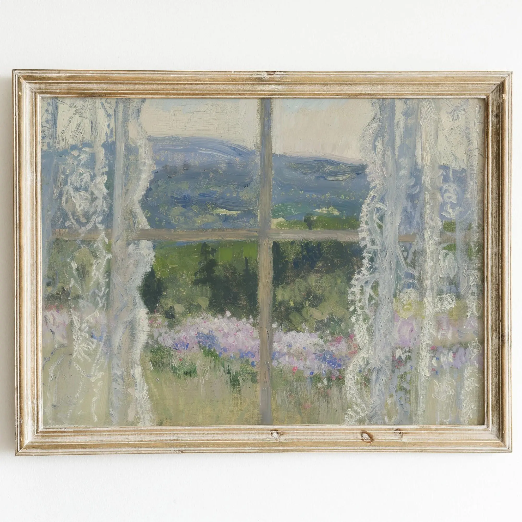 Country Summer Print Cottagecore Bedroom Decor Rustic Floral Landscape Painting Vintage Print Wall Art