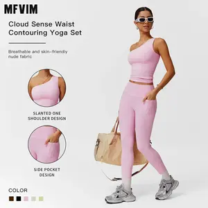 MFVIM Women's Fitness Set 2 Piece Padded Sports Bra Tank Top High Waisted Bottoms Set Gym Yoga Workout Clothes r Stylish Activewear 2-piece sexy lounge set athletic tracksuits Sweatsuit With Pockets comfortable sportswear
